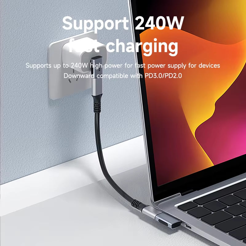 240W USB C to C Adapter 40Gbps 8K 60Hz 90 Degree Converter USB4 Adapter for Thunderbolt 4/3 Macbook Iphone 17 Pro Tablet