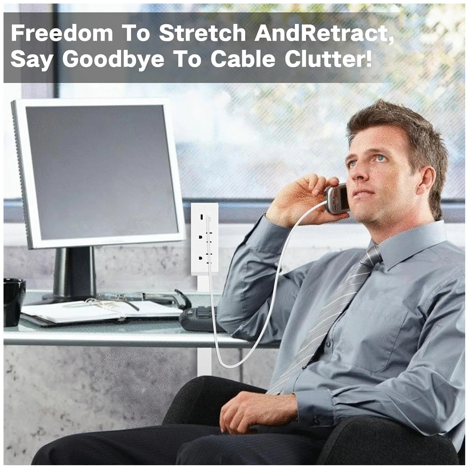 Outlet Extender Stick,Extendable Outlet,Rotating Outlet Extender,Electrical Outlet Extender Stick,Extended and Rotating Outlet Features,With Usb-A, Usb-C, and 2 Ac Outlets