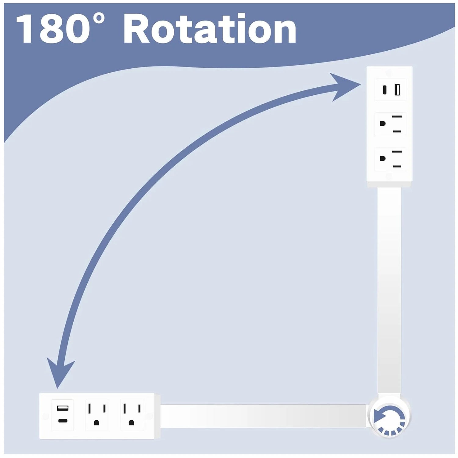Outlet Extender Stick,Extendable Outlet,Rotating Outlet Extender,Electrical Outlet Extender Stick,Extended and Rotating Outlet Features,With Usb-A, Usb-C, and 2 Ac Outlets